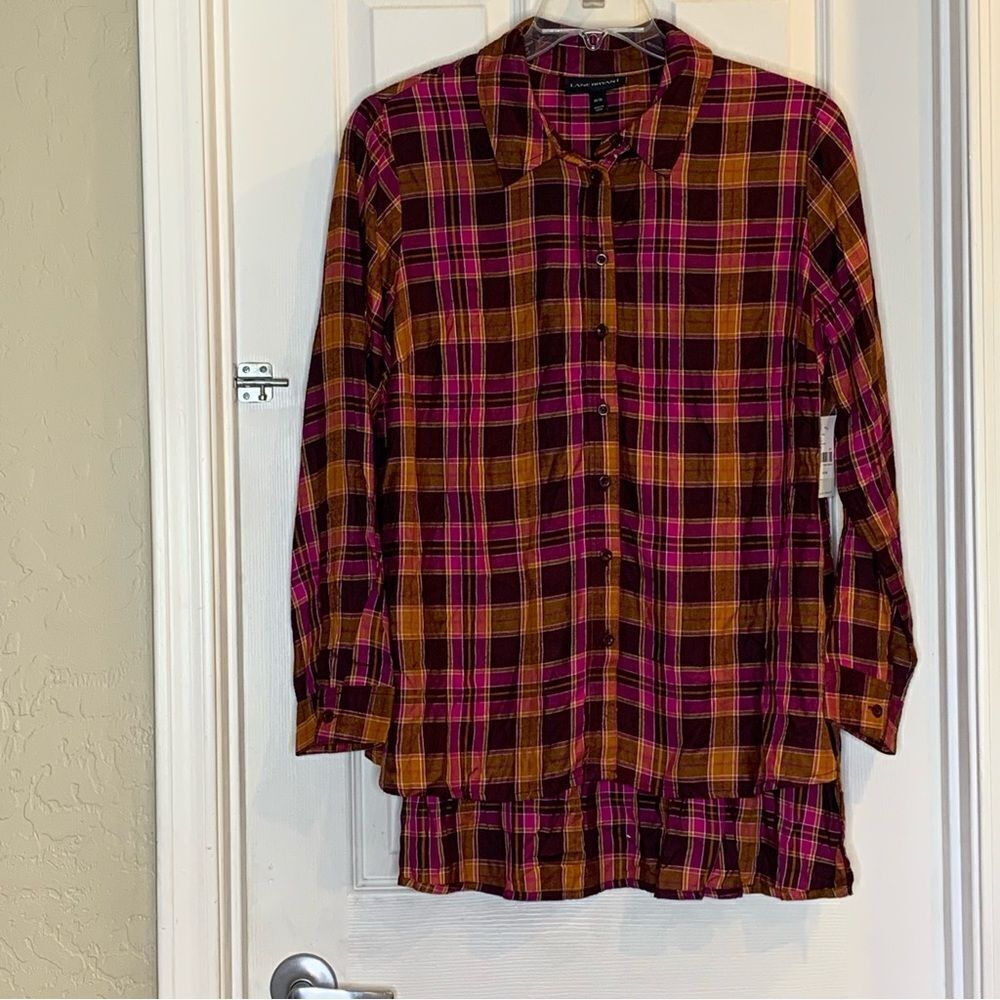 Lane Bryant Women's Plaid Button Down Shirt Size 14/16